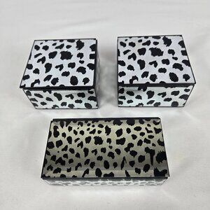 Set of 3 Mirrored Animal Print Boxes Black Velvet Interior Lifts Lift Up